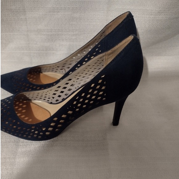 Unisa Women's Navy-Blue Fabric Upper Pumps Heels Size 10 - Picture 3 of 5